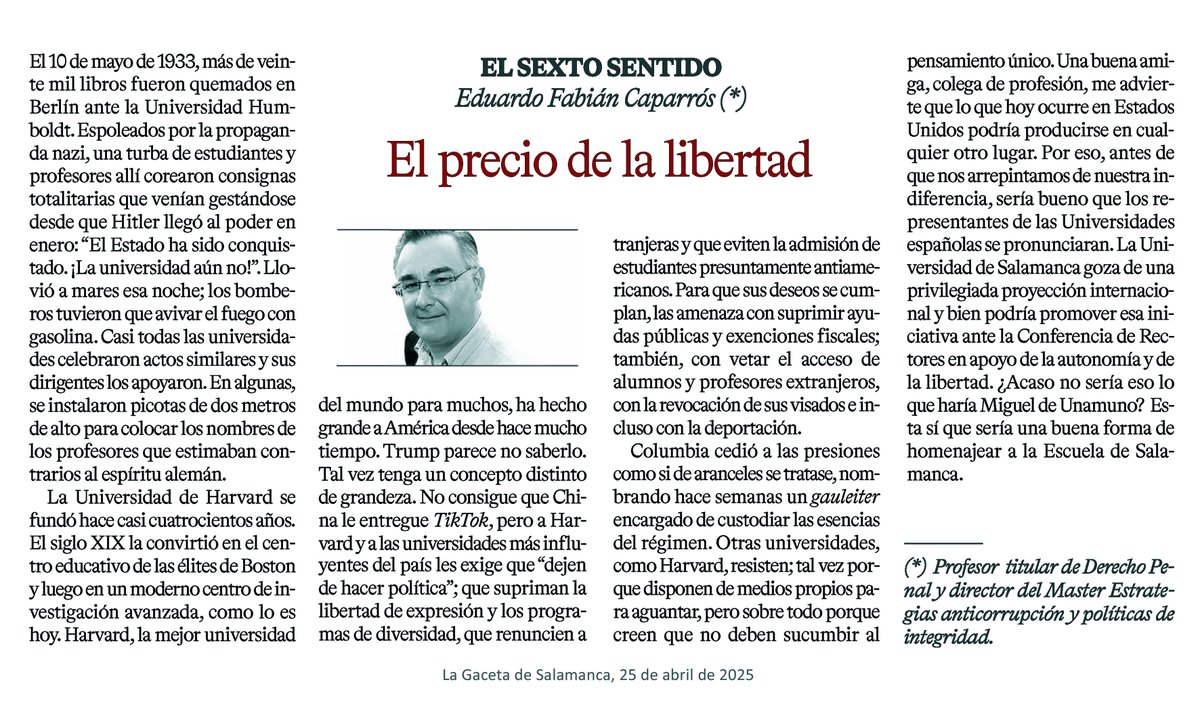 Eduardo Fabián C. (@caporrismo) on Twitter photo Aunque atribuida a Bertolt Brecht, parece que la célebre frase "primero se llevaron a los judíos, pero como yo no era judío, no me importó..." fue obra de Martin Niemöller. Lo relevante es el mensaje. Y su actualidad es inquietante. Hoy, en <a href="/LaGacetaSA/">La Gaceta de Salamanca</a> lagacetadesalamanca.es/opinion/firmas… Aunque atribuida a Bertolt Brecht, parece que la célebre frase "primero se llevaron a los judíos, pero como yo no era judío, no me importó..." fue obra de Martin Niemöller. Lo relevante es el mensaje. Y su actualidad es inquietante. Hoy, en <a href="/LaGacetaSA/">La Gaceta de Salamanca</a> lagacetadesalamanca.es/opinion/firmas…
