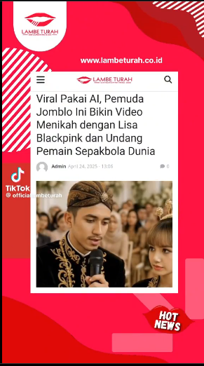 Shellainra's tweet photo. Haha pakai AI pemuda jomblo ini bikin video nikah dengan Lisa blackpin , tamu nya pemain sepakbola dunia ..lho .. keren banget 🤣
#lisablackpink #lisa #openai #sppi #LebihTipisLebihKuat #taruhan77 #indira #sebulan #anggota #pembunuhan #selingkuh #baim #kecanduan https://t.co/8HUb2sWuqw