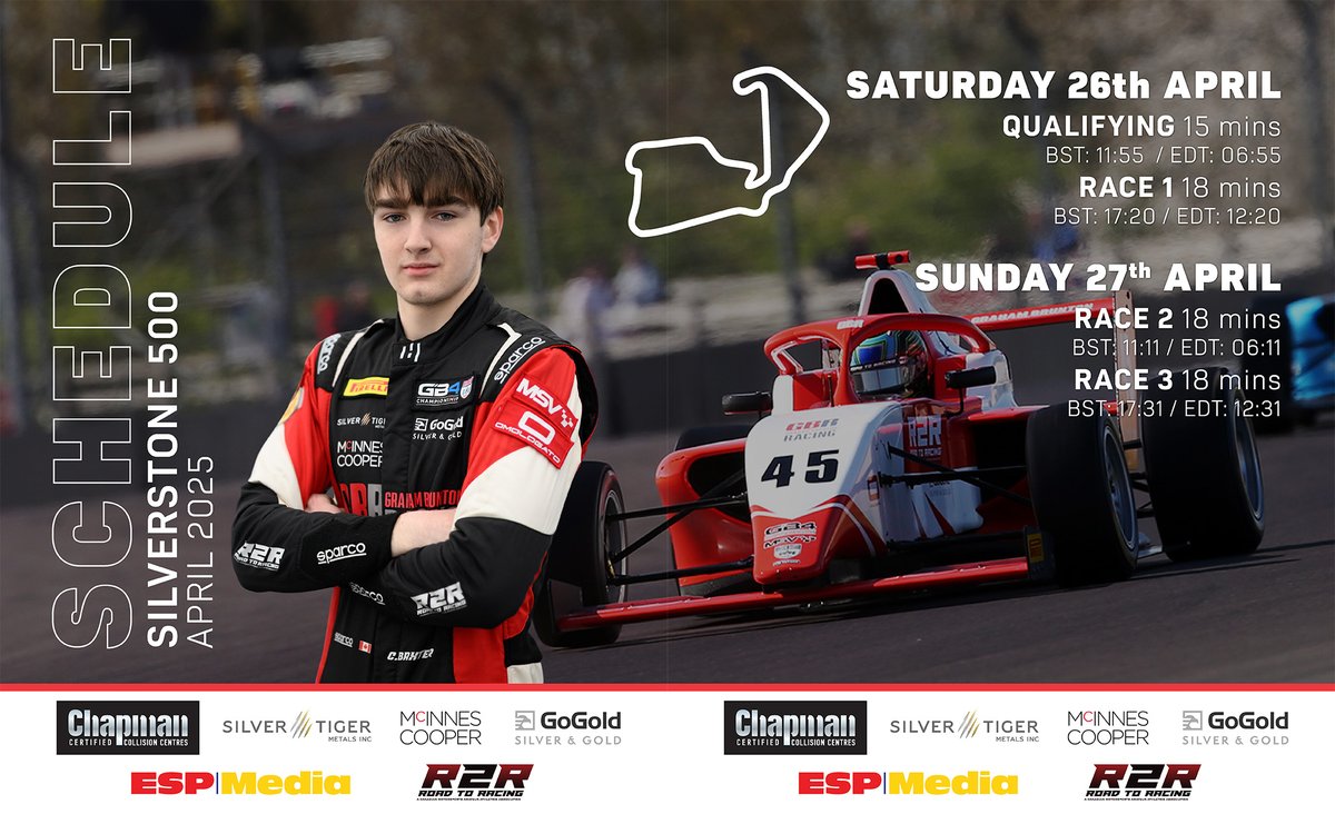 🏎🏁The second race weekend of my 2025 GB4 campaign starts tomorrow. Tune in to the livestream at GB-4.net to get a full weekend of racing action. Ready to take on Silverstone 💪 #CallumBaxterRacing #GB4 #GrahamBruntonRacing #Silverstone #Motorsport #Racing