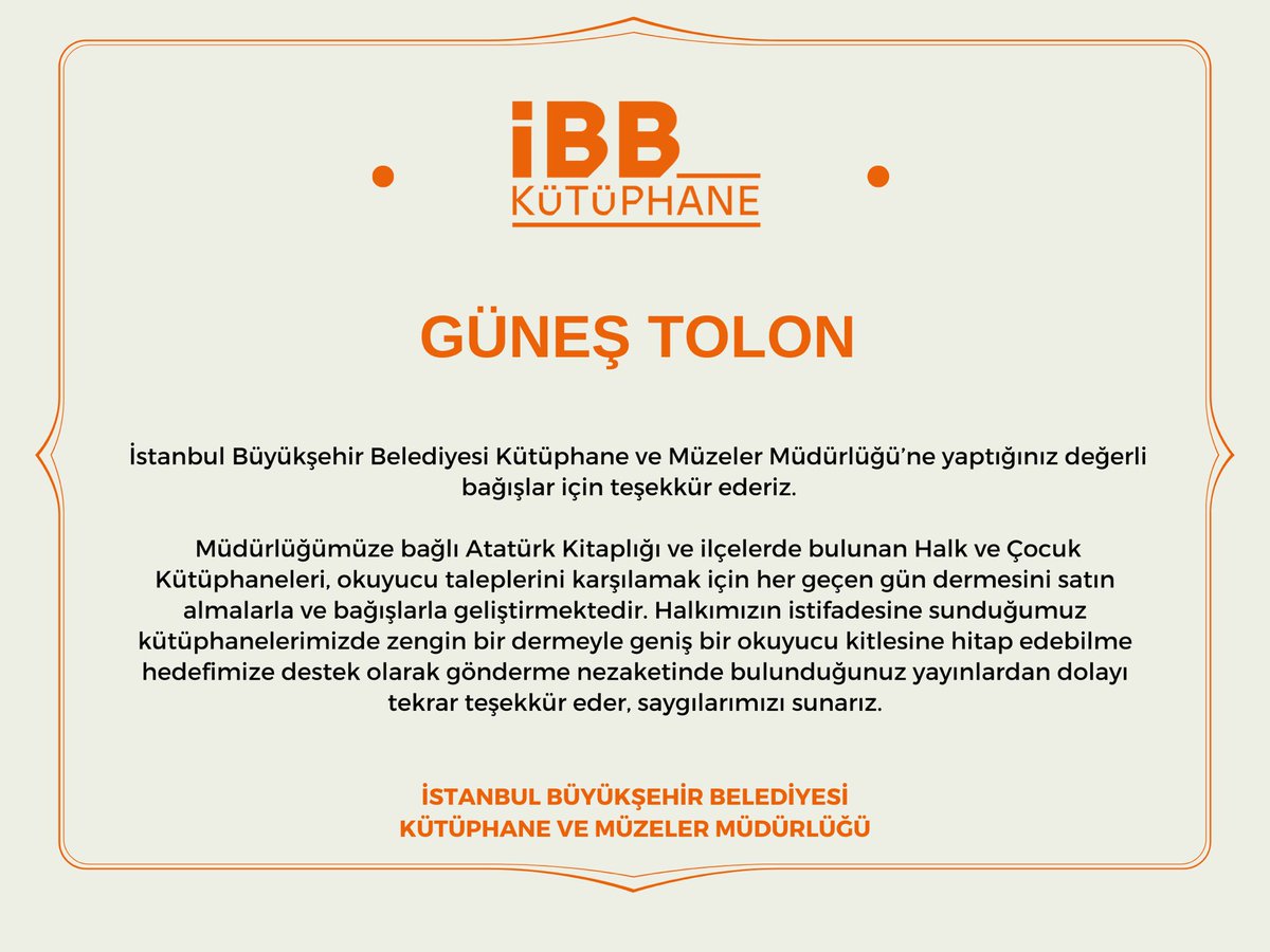 Güneş Tolon (@tolon_gunes) on Twitter photo Eserim artık <a href="/istanbulbld/">İstanbul Büyükşehir Belediyesi</a> Sevgi Soysal Kütüphanesi’nin bir parçası. katalog.ibb.gov.tr/yordam/?dil=0&… Eserim artık <a href="/istanbulbld/">İstanbul Büyükşehir Belediyesi</a> Sevgi Soysal Kütüphanesi’nin bir parçası. katalog.ibb.gov.tr/yordam/?dil=0&…