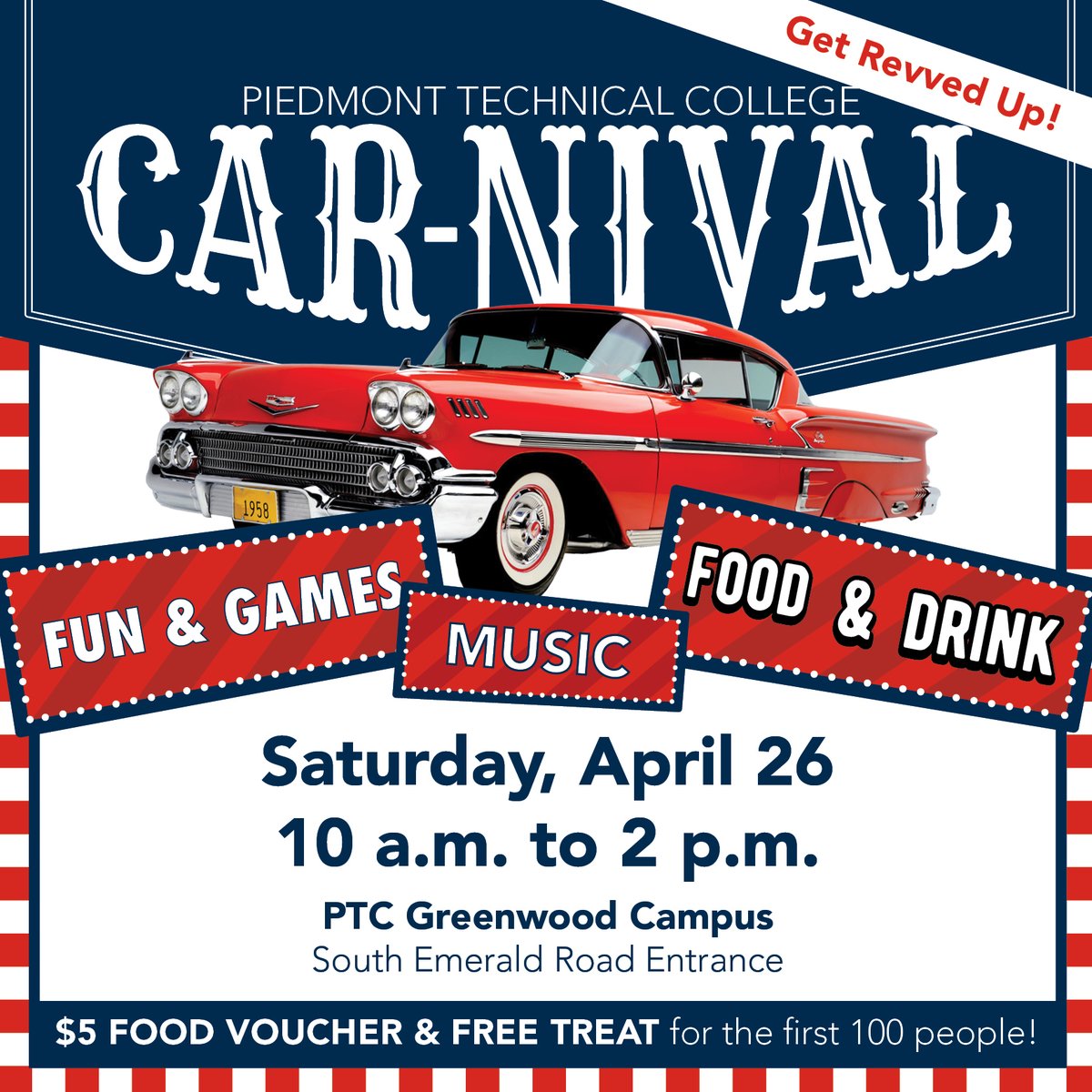 Get ready for a day filled with fun, excitement and amazing cars! Join us for CAR-NIVAL from 10 a.m. to 2 p.m. Saturday on the Greenwood Campus. Bring your family, neighbors and friends along for a fantastic time. We can't wait to see you there! 🚗🎡🎈