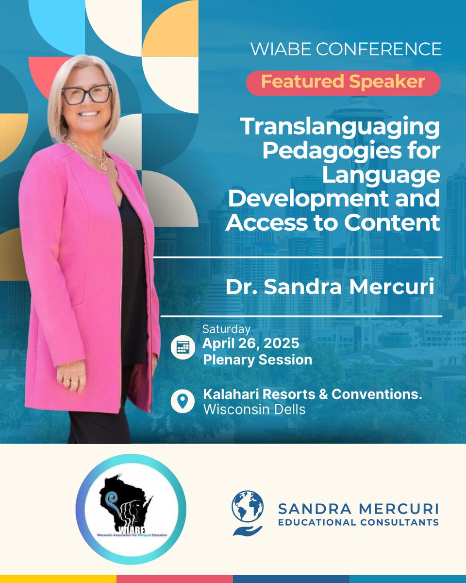 Don’t miss Dr. Sandra Mercuri at #WIABE2025! She’ll be sharing powerful translanguaging strategies that support multilingual learners.
Join us and be part of the movement for equity and language-conscious teaching. 👉 wiabe.net/2025-wiabe-con…