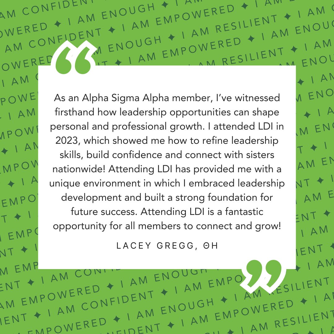Don’t forget to register for the 2025 Emma Coleman Frost Leadership Development Institute (LDI). Registration deadline is Thursday, May 1, 2025. Learn more: alphasigmaalpha.org/home/events-pr…