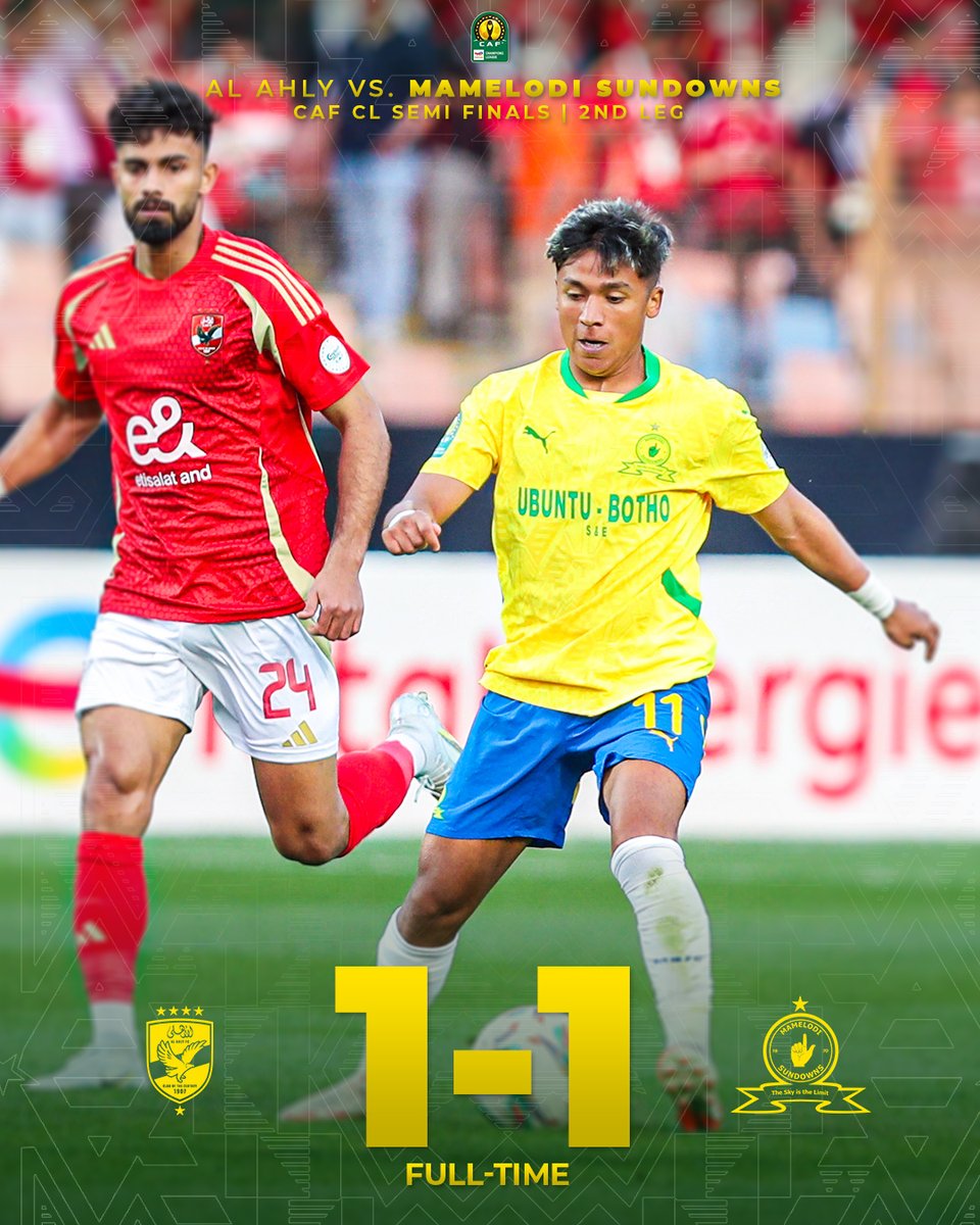 Mamelodi Sundowns FC (@masandawana) on Twitter photo π§ππ ππ₯πππππππ‘π¦ ππ₯π ππππππ π§π’ π§ππ πππ ππππ π£ππ’π‘π¦ πππππ¨π πππ‘ππ! π
Al Ahly (24β Taher) 1οΈβ£ (1)β(1) 1οΈβ£ Mamelodi Sundowns (90+4β Ibrahim (OG))
#Sundowns #TotalEnergiesCAFCLΒ #RabatsenaGape π§ππ ππ₯πππππππ‘π¦ ππ₯π ππππππ π§π’ π§ππ πππ ππππ π£ππ’π‘π¦ πππππ¨π πππ‘ππ! π
Al Ahly (24β Taher) 1οΈβ£ (1)β(1) 1οΈβ£ Mamelodi Sundowns (90+4β Ibrahim (OG))
#Sundowns #TotalEnergiesCAFCLΒ #RabatsenaGape