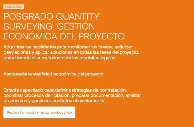 📰 Postgrado Quantity Surveying 
🖱 buff.ly/rPlnl5b
#conectAT