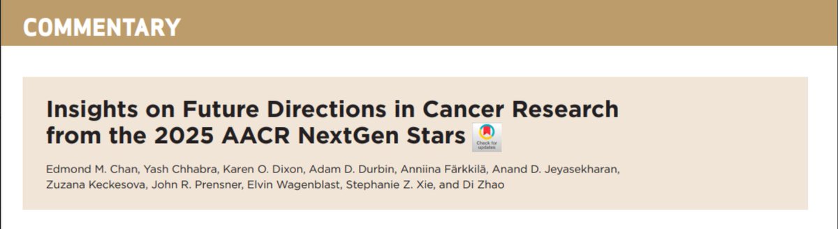 Cancer Discovery (@cd_aacr) on Twitter photo Congratulations to #AACR25 NextGen Stars!
Find out more about Edmond Chan, <a href="/Yash_Chhabra/">Yash Chhabra</a>, <a href="/KarenODixon/">Karen Dixon</a>, <a href="/ADurbinLab/">Adam Durbin</a>, <a href="/afarkkila/">Anniina Färkkilä</a>, <a href="/adj_23/">Anand D Jeyasekharan</a>, Zuzana Kečkéšová, John Prensner, <a href="/Elvin_Wag/">Elvin Wagenblast</a>, <a href="/stephxie/">Stephanie Xie</a>, and <a href="/Dr_Di_Zhao/">Di Zhao MDA</a> in this month's commentary: brnw.ch/21wSe6k Congratulations to #AACR25 NextGen Stars!
Find out more about Edmond Chan, <a href="/Yash_Chhabra/">Yash Chhabra</a>, <a href="/KarenODixon/">Karen Dixon</a>, <a href="/ADurbinLab/">Adam Durbin</a>, <a href="/afarkkila/">Anniina Färkkilä</a>, <a href="/adj_23/">Anand D Jeyasekharan</a>, Zuzana Kečkéšová, John Prensner, <a href="/Elvin_Wag/">Elvin Wagenblast</a>, <a href="/stephxie/">Stephanie Xie</a>, and <a href="/Dr_Di_Zhao/">Di Zhao MDA</a> in this month's commentary: brnw.ch/21wSe6k