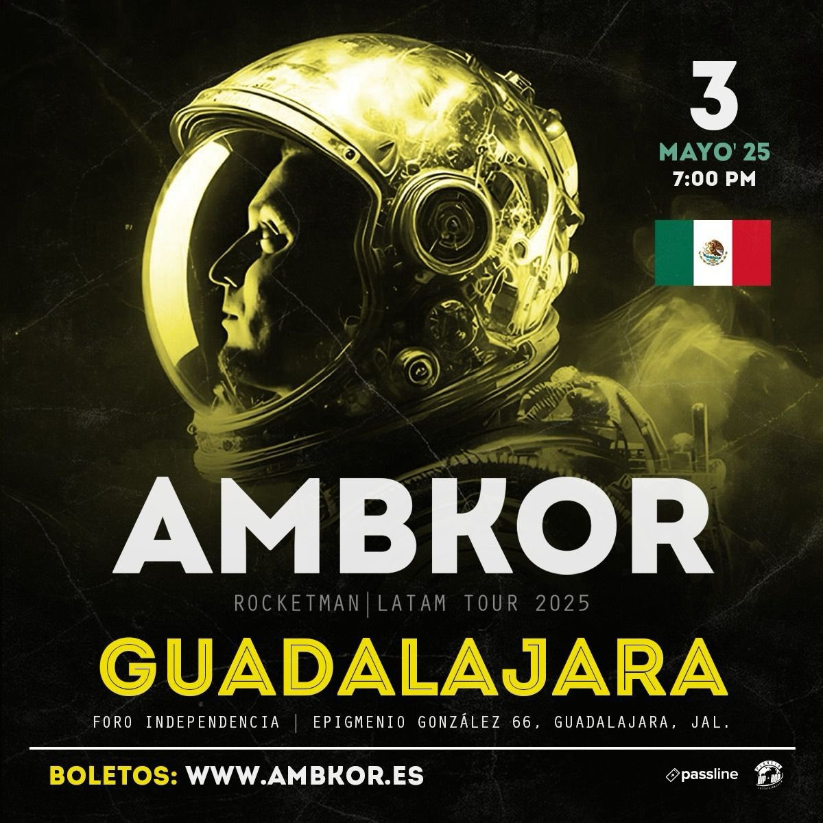 ¡<a href="/ambkoroficial/">ambkoroficial</a> regresa a Guadalajara!

El Rocketman | LATAM Tour 2025 aterriza este 3 de mayo en el <a href="/foindependencia/">Foro Independencia</a> 

🎟️Boletos disponibles:
General: $600 | Fan (VIP + M&amp;G): $750
passline.com/eventos/ambkor…
