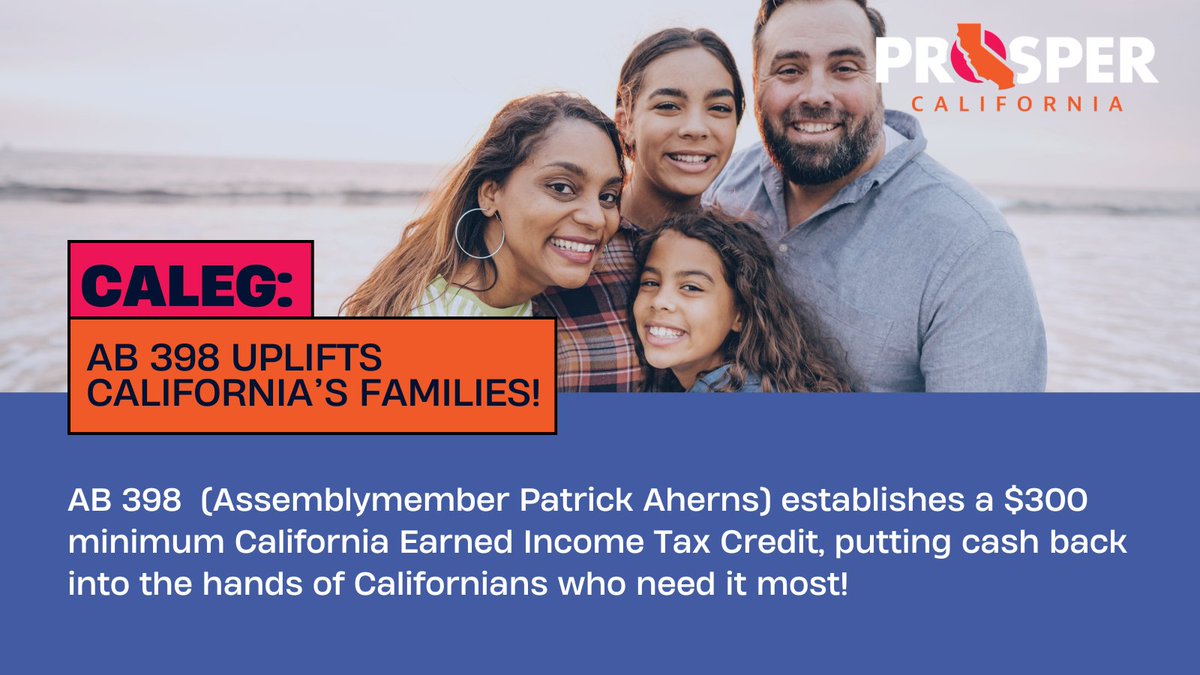 Families living paycheck to paycheck struggle to afford the high cost of living in California. <a href="/AsmAhrens/">Patrick Ahrens</a>’ #AB398 strengthens the #CalEITC to provide a more meaningful tax credit and reduce poverty statewide. 

#CALeg: Yes on AB 398 to build a more equitable California!