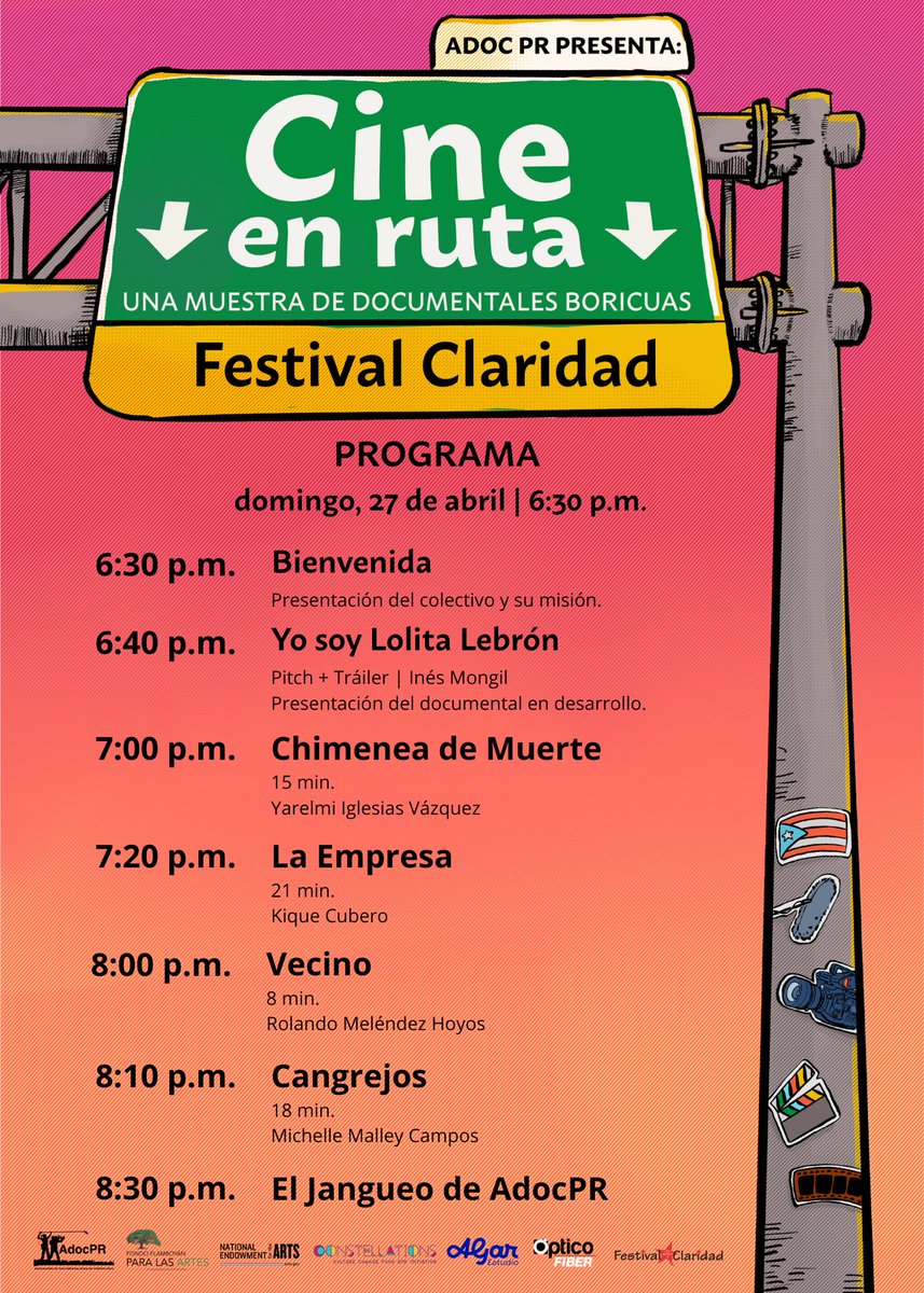 ¡Este domingo, 27 de abril, nos vemos en Claridad! Encuéntranos cerca de La Tarima Estrella. ⭐️ #AdocPR #CineenRuta #CineDocumental #CineBoricua