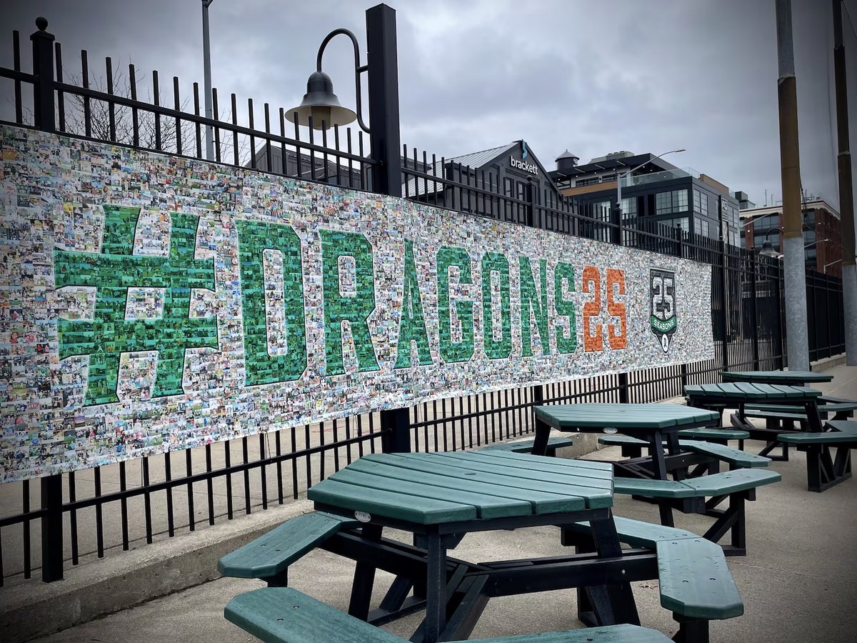 To celebrate 25 seasons of baseball at Day Air Ballpark, the Dayton Dragons had fans submit photos of their families over the years to create mosaic banners displayed throughout the ballpark! #PictureMosaics #PhotoMosaics #DaytonDragons