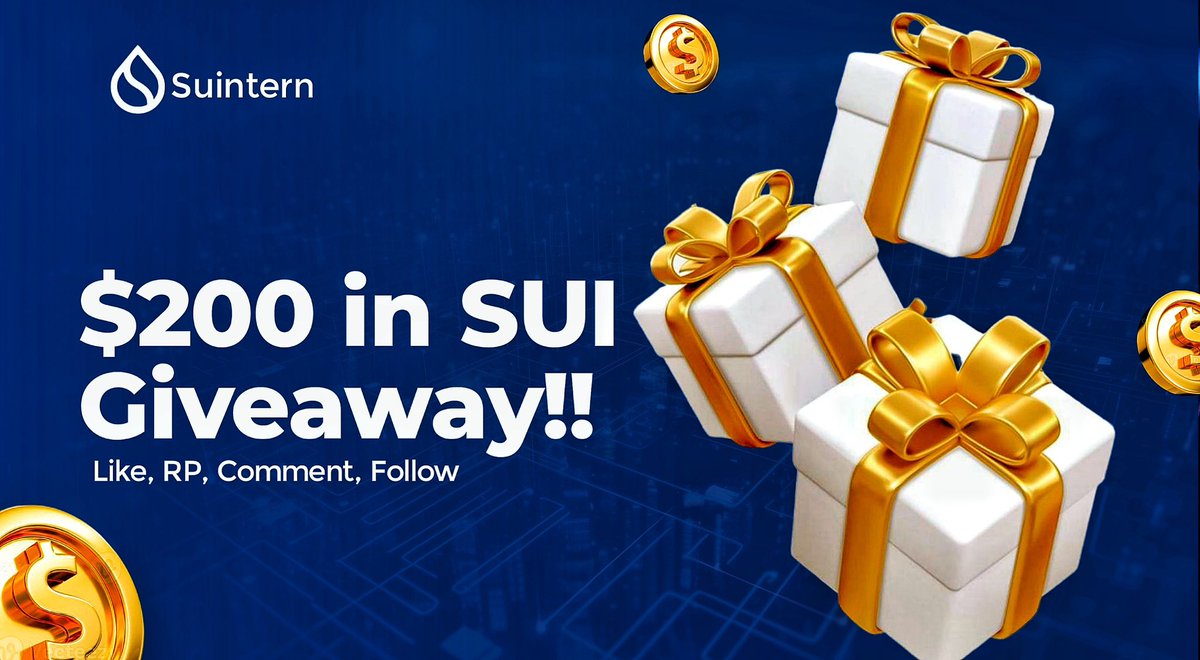 🚨SUI GIVEAWAY  ALERT‼️
 $200 UP FOR GRABS!

Feeling the Sui vibes, so I’m gifting 5 random lucky sui-tizens $200 in $Sui

How to join:
✅ Follow @Suintern_
✅ Like, RT &amp; tag 2 homies

Announcing the winners in 48hrs.
Don't sleep on it!