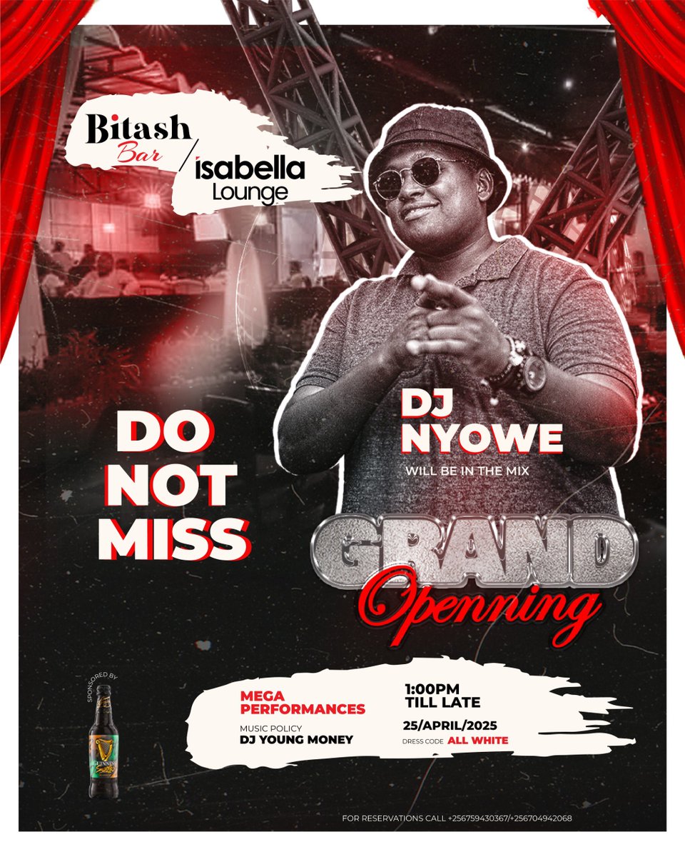 KigaBae2's tweet photo. 1.
Bitash Bar / Isabella Lounge is officially OPEN!
The music is lit, the drinks are flowing, and the vibes? UNMATCHED.
Pull up in all white and let the good times roll!
#BitashLaunch https://t.co/LkWU5D7zXc