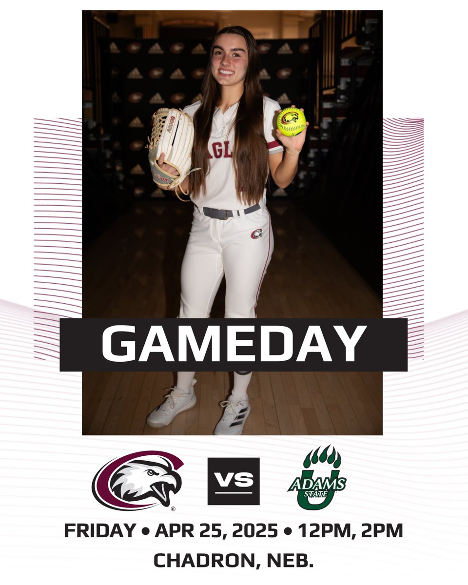 It's GAME Day!

TODAY (4/25)
Softball
vs. Adams State University 
Chadron, NE
12 p.m. and 2 p.m.

📺: rmacnetwork.com/chadronstate/
📊: chadroneagles.com/sidearmstats/s…