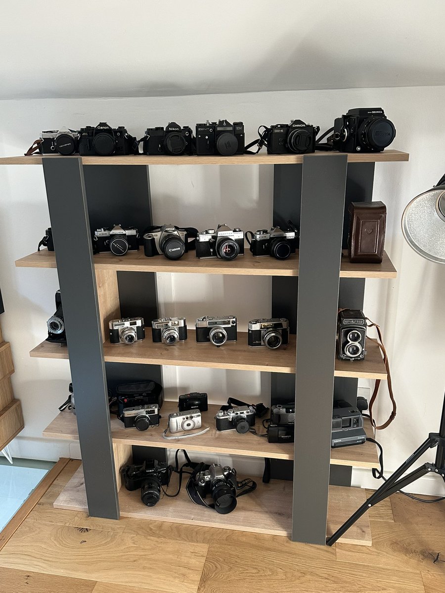 Haven’t had much time for photography lately, but have had time to get these new shelves to house my cameras 🙂 #believeinfilm