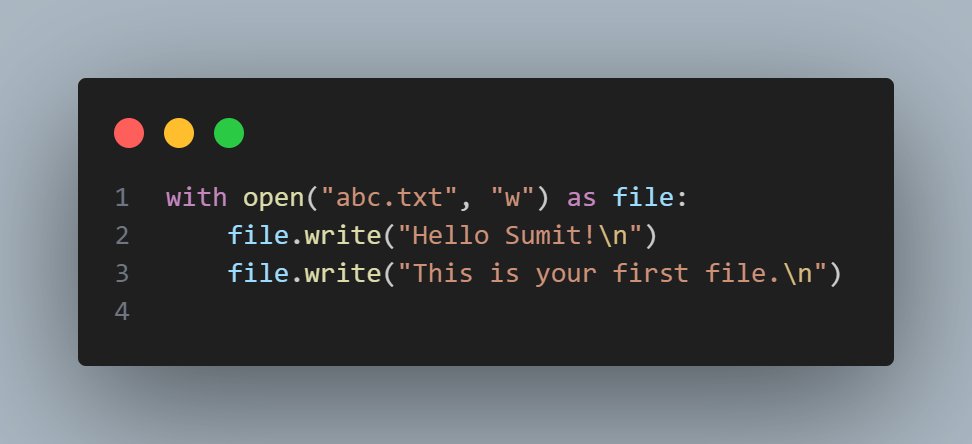 Pythonic_Sumit's tweet image. Day - 16

Today I learned about File IO in Python!

File I/O refers to the process of reading from and writing to files in Python. It allows your program to interact with external files to retrieve data (read) or save data (write).
#PYTHON  #DataScience #JOPT #Hairston #Nantes