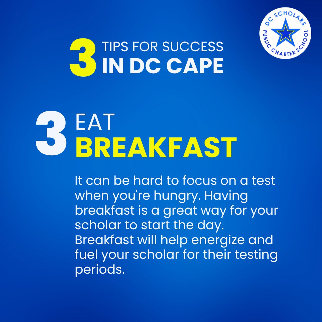 DCScholarsPCS's tweet image. As we prepare for DC CAPE’s ELA and Math assessments this week, we want to give our families some tips to help their scholars succeed. @dcpcsb #DCScholars #DCCAPE #TestingTips