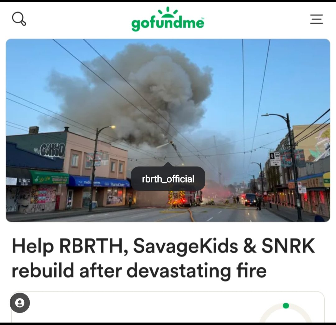 With a heavy heart we watched a fire take out our recording studio, Hugo's shop housing RBRTH clothing and our shop for Savage Kids plus many irreplaceable items 😭 Were not the ppl to ask for help but y'all reached out asking how you could. All love 🫶🏽 gofund.me/01355044