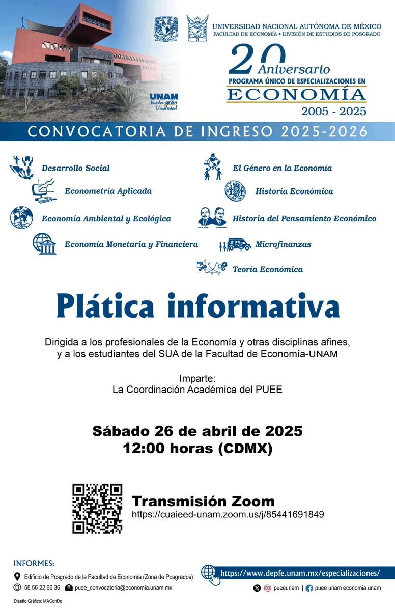 Charla para presentar los nueve programas del PUEE, así como para resolver todo tipo de dudas sobre el proceso de selección.
Nos vemos mañana a las 12:00 horas vía zoom:
cuaieed-unam.zoom.us/j/85441691849