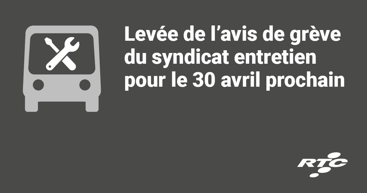 RTCQuebec's tweet image. Levée de l’avis de grève du syndicat entretien pour le 30 avril prochain rtcquebec.ca/medias/communi…