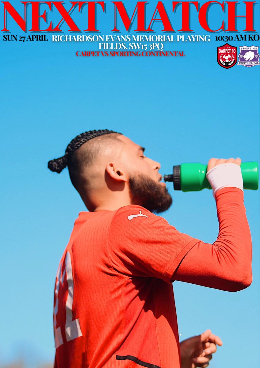 Carpet Football (@carpet_fc) on Twitter photo ROUND 2! We face <a href="/Spcontinental/">Sporting Continental FC</a> again in another League Cup quarter-final. They edged the win last time—but the draw has handed us a shot at redemption.
This one’s called… THE GET BACK.
Be there, this Sunday, at Richardson Evans, 10:30 KO.
#matchday #soccer ROUND 2! We face <a href="/Spcontinental/">Sporting Continental FC</a> again in another League Cup quarter-final. They edged the win last time—but the draw has handed us a shot at redemption.
This one’s called… THE GET BACK.
Be there, this Sunday, at Richardson Evans, 10:30 KO.
#matchday #soccer