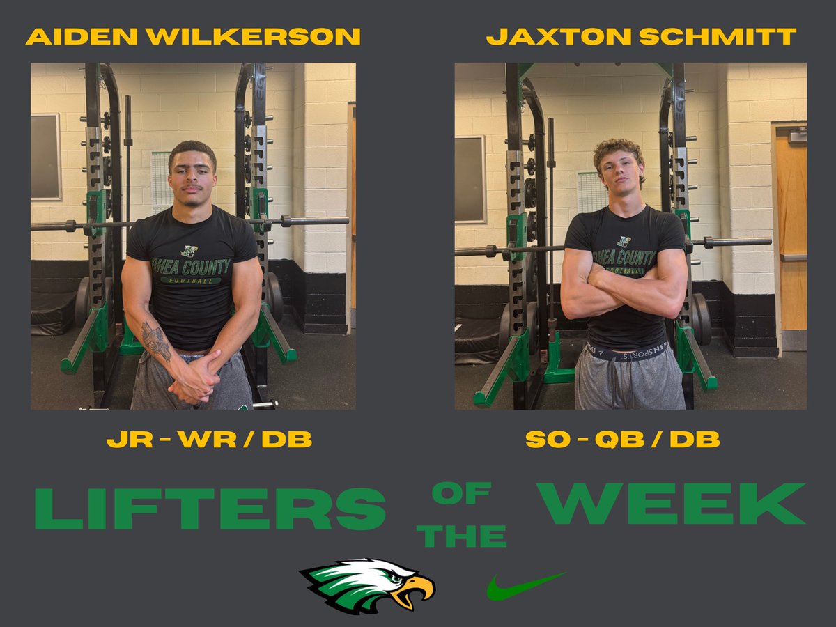 Lifters of the week 

Aiden Wilkerson - JR- WR/DB #2
Jaxton Schmitt - SO - QB/DB #1