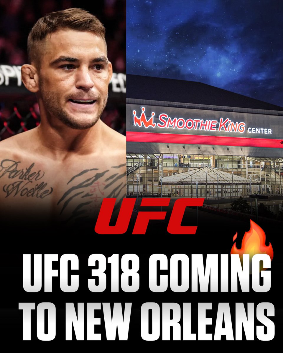 BootKreweMedia's tweet photo. UFC BACK IN NEW ORLEANS FOR THE FIRST TIME SINCE 2015 🔥

UFC 318 will feature Dustin Poirier coming home for the trilogy fight against Max Holloway on July 19th, he announced on the Pat McAfee Show. https://t.co/yQZK4NAVez