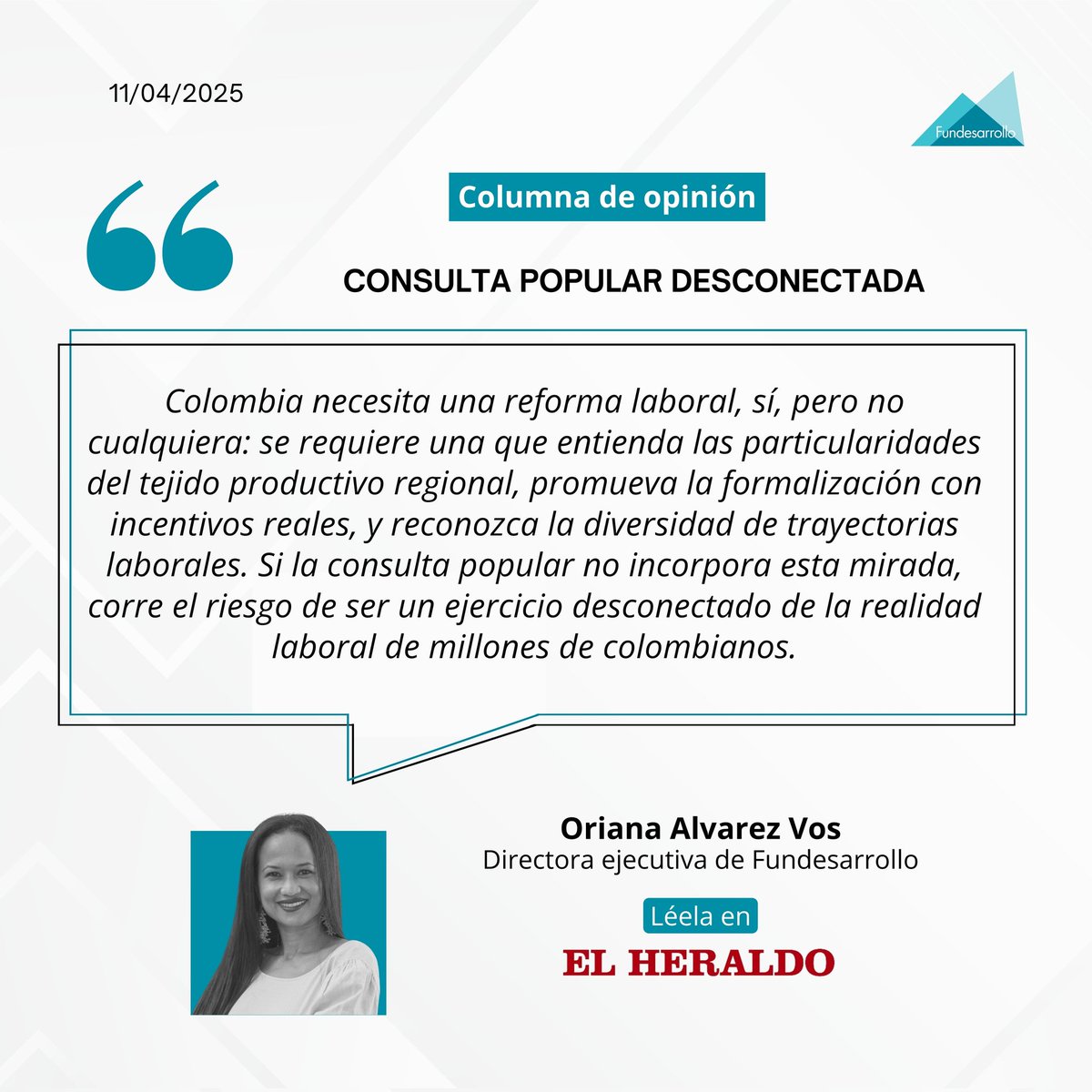 Es innegable que el país necesita transformar su mercado laboral a través de una reforma. Pero cabe preguntarse: ¿la propuesta actual reconoce la complejidad del empleo en el país?

📲 Los invitamos a leer la columna de nuestra directora ejecutiva: elheraldo.co/columnas-de-op…