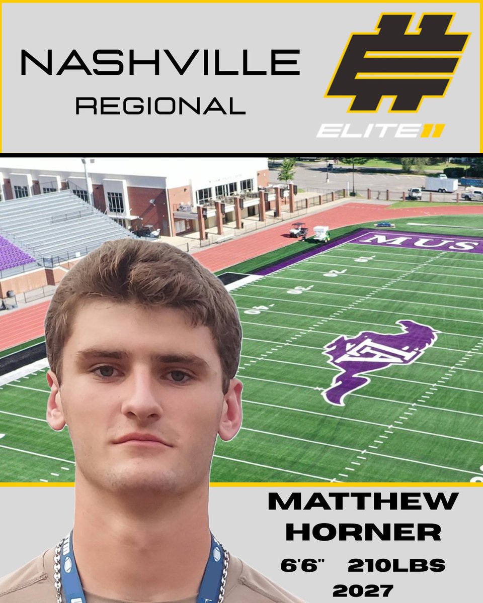 Matthew_Horner2027 (@matt_horner2027) on Twitter photo Time to showcase my skills <a href="/Elite11/">Elite11</a> here in Nashville on Sunday! Thank you <a href="/Stumpf_Brian/">Brian Stumpf</a> for the opportunity, I will make the most of it!
<a href="/wcsIHSfootball/">Independence Football</a> <a href="/QBC_Nashville/">QB Country Nashville</a> <a href="/TomLoy247/">Tom Loy</a> <a href="/Kreager/">𝑇𝑜𝑚 𝐾𝑟𝑒𝑎𝑔𝑒𝑟</a> <a href="/cspulliam/">Charles Pulliam</a> <a href="/drew_toennies/">Drew Toennies</a> Time to showcase my skills <a href="/Elite11/">Elite11</a> here in Nashville on Sunday! Thank you <a href="/Stumpf_Brian/">Brian Stumpf</a> for the opportunity, I will make the most of it!
<a href="/wcsIHSfootball/">Independence Football</a> <a href="/QBC_Nashville/">QB Country Nashville</a> <a href="/TomLoy247/">Tom Loy</a> <a href="/Kreager/">𝑇𝑜𝑚 𝐾𝑟𝑒𝑎𝑔𝑒𝑟</a> <a href="/cspulliam/">Charles Pulliam</a> <a href="/drew_toennies/">Drew Toennies</a>