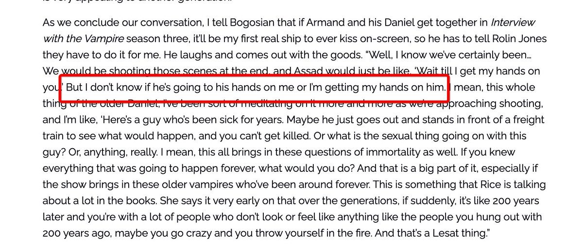 Y'all cut it off before the best part! #InterviewWithTheVampire #Armandaniel nerdist.com/article/eric-b…