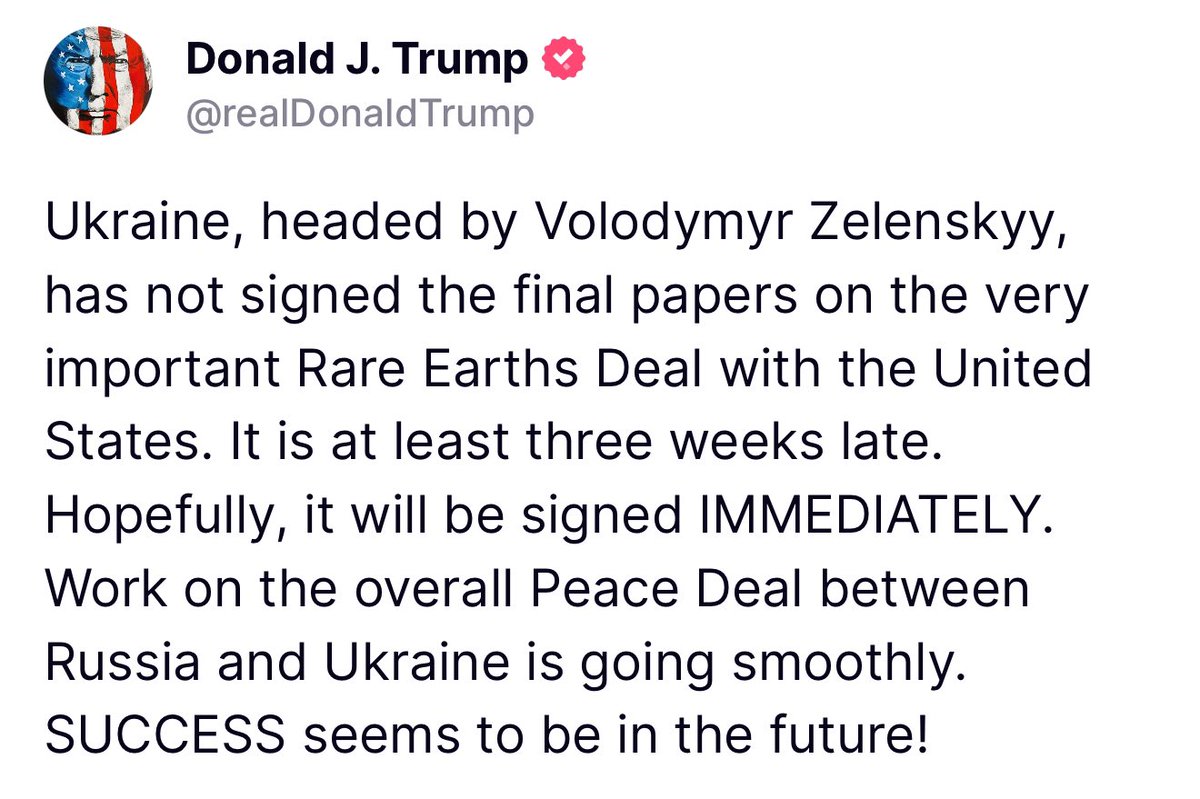 President Trump urges Zelenskyy to sign minerals deal “IMMEDIATELY.”