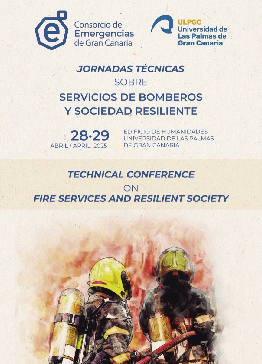 emergencias_gc's tweet photo. Jornadas Ténicas de Servicios de Bomberos y Sociedad Resiliente

Próximo lunes 28 y martes 29 de abril en la Edificio de  Humanidades de la ULPGC

Les esperamos https://t.co/WJaUWHgtYu