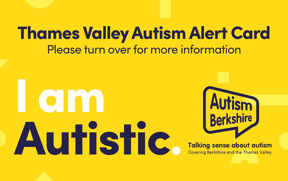 The Thames Valley Autism Alert Card is free of charge to autistic people of all ages who live in Berkshire, Buckinghamshire, Oxfordshire, and Milton Keynes from Autism Berkshire.

Apply for your FREE card here autismberkshire.org.uk/apply-for-a-th…

#AutismBucks #AutismSupport #AutismAlertCard