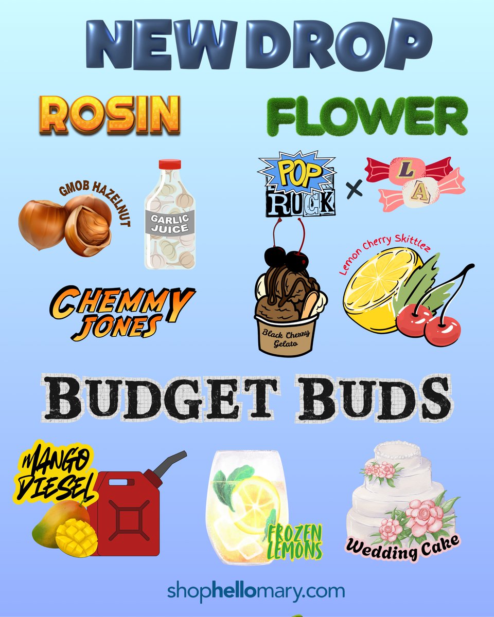 ShopHelloMary's tweet image. 🚨🚨Drop days are the best days 💼💨

🍫 Hazelnut rosin
🍒 Cherry flower
💥 Gassy budget buds

You already know what to do: shophellomary.com

#hellomary #rosinrollcall #terpy #shophellomary #weedsmokers #cannabiscommunity #cannabislovers #weedtwitter