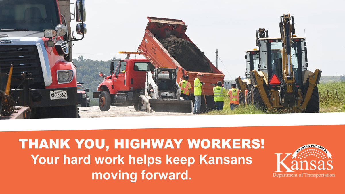 To all our highway workers: Thank you for keeping Kansas moving! Your hard work matters and is appreciated.🧡

#GoOrangeKS #NWZAW