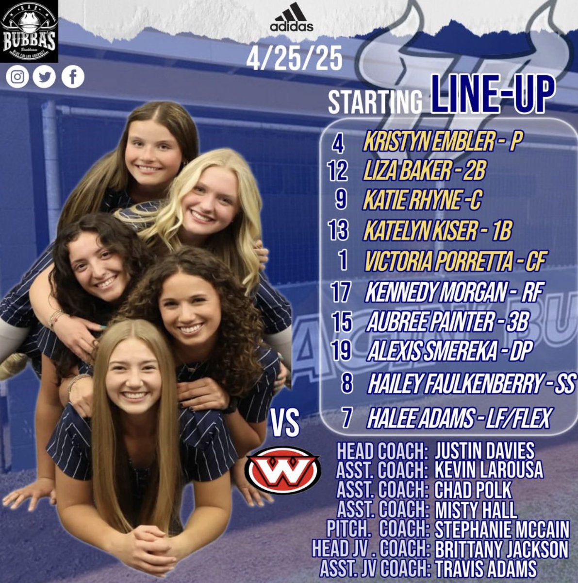 HRHSVarsitySoftball (@hrbullssoftball) on Twitter photo 🚨GAME DAY🚨
It’s SENIOR NIGHT!!! Come celebrate our 5 Amazing Srs on their final regular season game at Home! Come early and enjoy the pre-game Festivities!
🆚 West Cabarrus Wolverines
⏰ 6pm
📍 Hickory Ridge HS
📊 Game Changer
🤘🏽 HORNS UP
<a href="/Gm4Sports/">Greater Metro 4 Conference</a> <a href="/hrhsbulls/">Hickory Ridge Ragin’ Bulls 🤘🏻</a> <a href="/MaxPreps/">MaxPreps</a> 🚨GAME DAY🚨
It’s SENIOR NIGHT!!! Come celebrate our 5 Amazing Srs on their final regular season game at Home! Come early and enjoy the pre-game Festivities!
🆚 West Cabarrus Wolverines
⏰ 6pm
📍 Hickory Ridge HS
📊 Game Changer
🤘🏽 HORNS UP
<a href="/Gm4Sports/">Greater Metro 4 Conference</a> <a href="/hrhsbulls/">Hickory Ridge Ragin’ Bulls 🤘🏻</a> <a href="/MaxPreps/">MaxPreps</a>