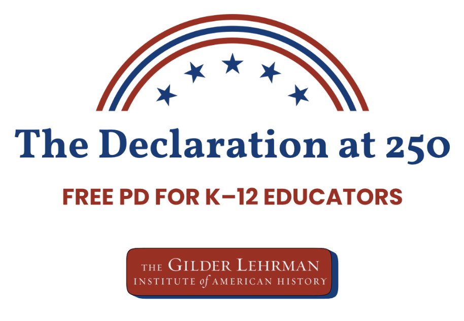 Saturday, April 26 at 1pm ET: All K–12 educators are invited to join us for a free PD session with Stanford University's Caroline Winterer! 

Register for "International and Diplomatic Impacts of the Declaration of Independence" here: gilderlehrman.org/dec250-interna…