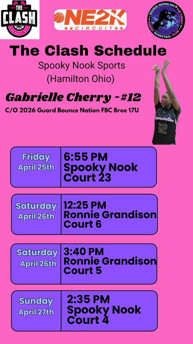 Gabrielle L.Cherry 🍒 (@gabriellelcherr) on Twitter photo I will be in Cincinnati, OH this weekend for The Clash! Here's my schedule.<a href="/Bouncenation_J/">BounceNation_Fbc</a> I will be in Cincinnati, OH this weekend for The Clash! Here's my schedule.<a href="/Bouncenation_J/">BounceNation_Fbc</a>