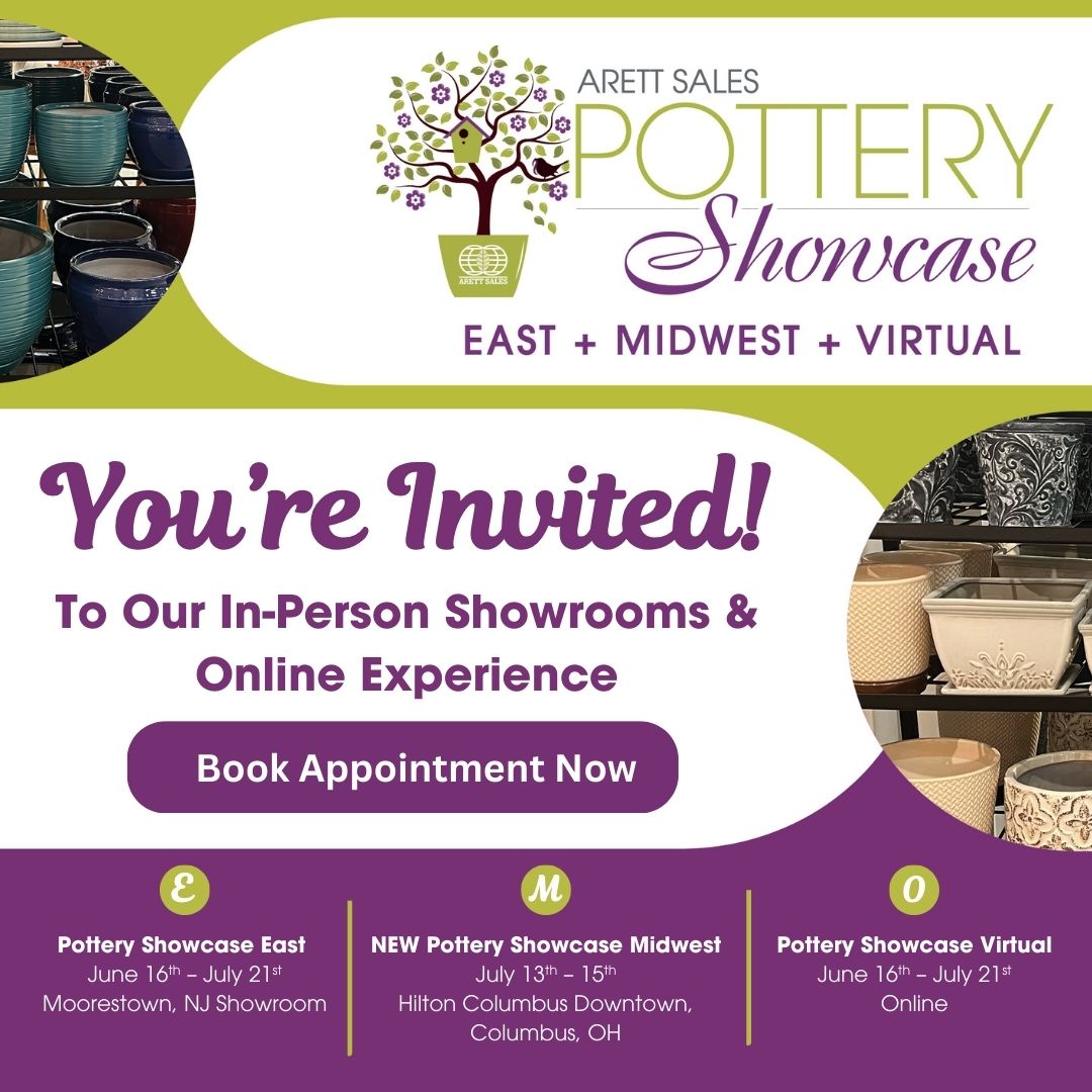🌿✨ The Arett Pottery Showcase returns June 16–July 21 in NJ &amp; OH! Explore where passion meets pottery. 📅 Booking now open: potteryshowcase.arett.com

#PotteryShowcase #GardenRetail #ArettEvents