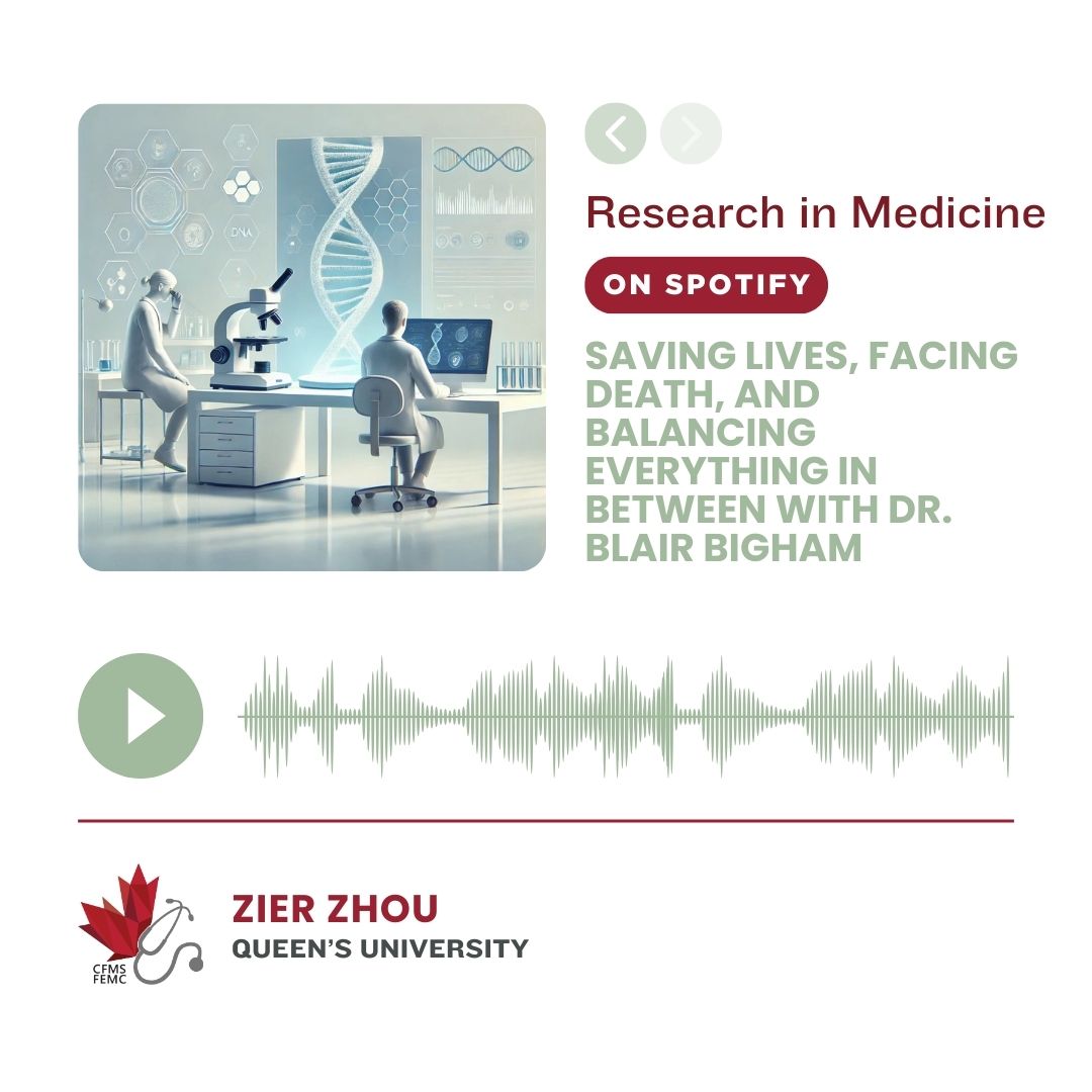 Canadian Medical Students (@cfmsfemc) on Twitter photo New episode! Zier Zhou interviews <a href="/BlairBigham/">Blair Bigham 🇨🇦🏳️🌈</a> on how he chose emergency medicine, advice to medical students juggling various extracurriculars, and more! Check out his bestseller, 'Death Interrupted: How Modern Medicine Is Complicating the Way We Die'.
open.spotify.com/episode/1YJz5b… New episode! Zier Zhou interviews <a href="/BlairBigham/">Blair Bigham 🇨🇦🏳️🌈</a> on how he chose emergency medicine, advice to medical students juggling various extracurriculars, and more! Check out his bestseller, 'Death Interrupted: How Modern Medicine Is Complicating the Way We Die'.
open.spotify.com/episode/1YJz5b…
