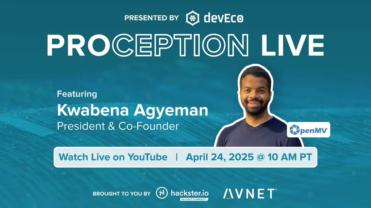 Did you miss devEco's latest PROCEPTION LIVE? Watch the recording for an exciting conversation with <a href="/openmvcam/">OpenMV</a>'s Kwabena Agyeman as they explore the future of low-power AI vision systems and developer-friendly hardware: hackster.io/videos/1849