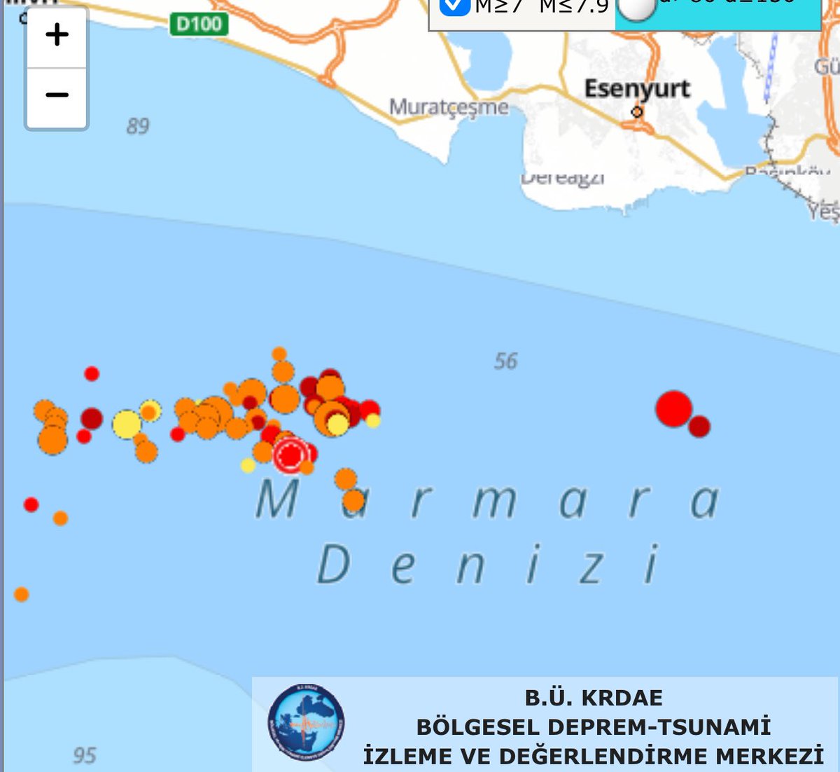 Kuzey Marmara Trakya kolunda tuhaf gelişmeler var. Kırıcı baskı doğudan bastırmasına karşın, Trakya kolunda gerilim taşınması baskının tersine doğuya doğru iki kola ayrılıp, Y-çatal biçimli iki ayrı kırıkta görülmeye başladı. Artçı depremler,  ikisi dışında Büyükçekmece-Çatalca