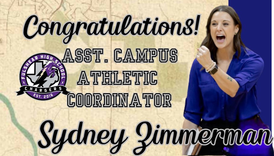🎉 Big news, Charger Nation! Help us celebrate the promotion of SYDNEY ZIMMERMAN to Assistant Campus Athletic Coordinator! 🏆💪 Coach Zimmerman already brings the energy—now she’s bringing the leadership, too! Let’s gooo! ⚡️ #ChargerPride #CoachZimmerman #WeAreFulshear