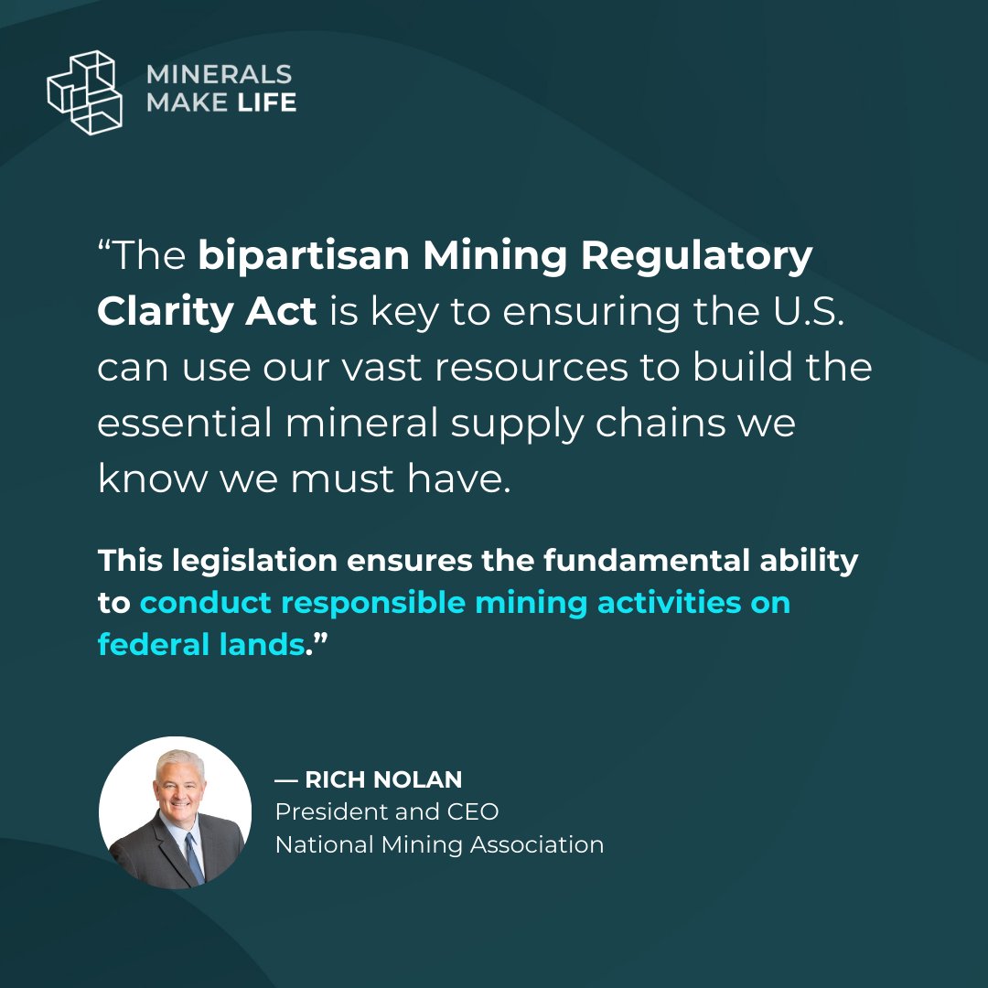 The 119th Congress presents a unique opportunity for the Mining Regulatory Clarity Act to support U.S. #mineral independence.

Read why Congress should send this essential legislation to the President’s desk: 
ow.ly/HQqn50VBTYE