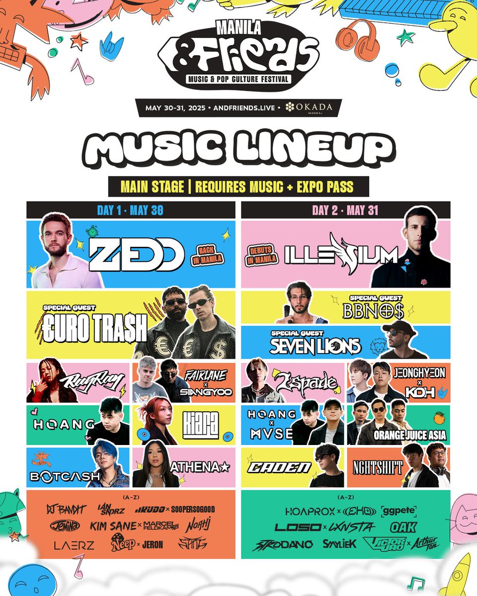 Making my music festival debut at the &amp;FRIENDS Festival in Manila, Philippines on May 30th! 🇵🇭

Truly honored to share the same stage that’ll later be blessed by EDM legends, Zedd &amp; Illenium

Grateful for the shot of a lifetime—time to lock in &amp; give it everything I got 🎵💯