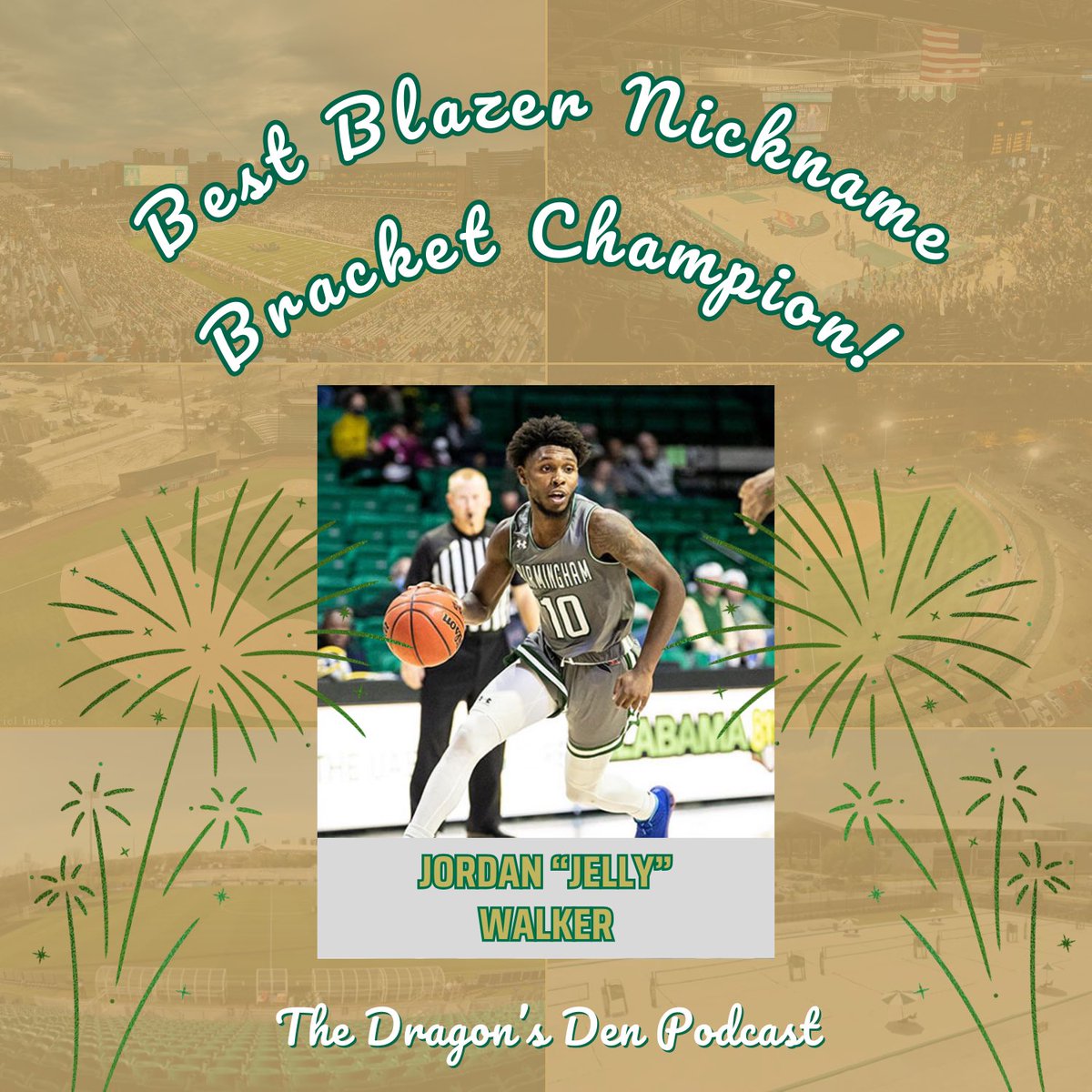 The Dragon’s Den Podcast 🐲 (@dragonsdenefel) on Twitter photo The champion of the Best Blazer Nickname Bracket is…
Jordan “Jelly” Walker (<a href="/jellyfam_j/">Jordan “Jelly” Walker</a>)! 🍇
Thanks to all of Blazer nation that participated! 🐲 The champion of the Best Blazer Nickname Bracket is…
Jordan “Jelly” Walker (<a href="/jellyfam_j/">Jordan “Jelly” Walker</a>)! 🍇
Thanks to all of Blazer nation that participated! 🐲