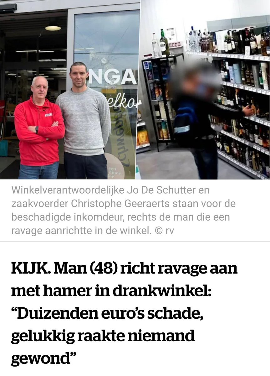 "Moslim gaat tekeer in drankenwinkel want alcohol is haram."

Maar dat mag niet benoemd worden dus de media lopen weer op eieren: