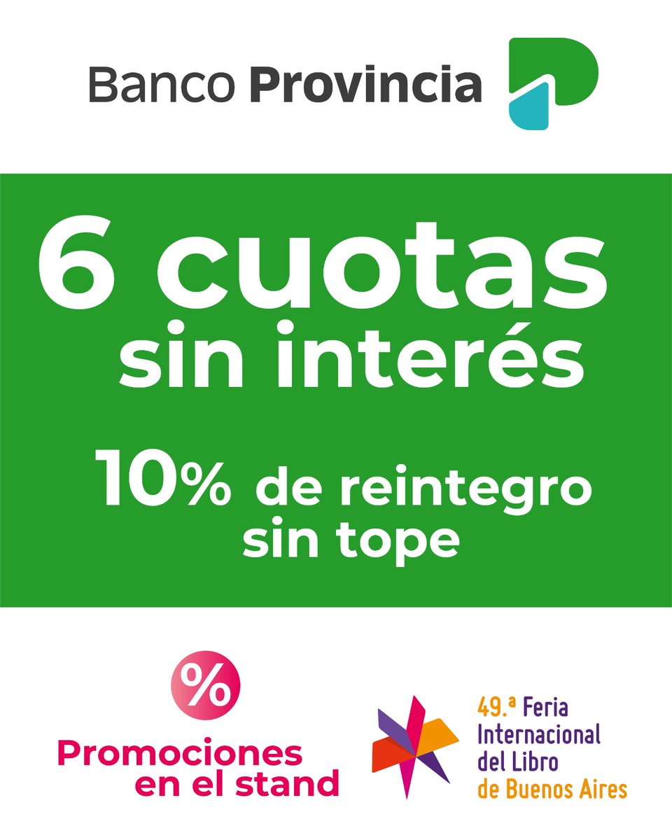 📚 Editorial Maipue en <a href="/ferialibro/">Feria del Libro</a> 

Este año, además, tenemos beneficios especiales para seguir acercando más libros a más lectores:

💳 Con Banco Provincia:
→ 6 cuotas sin interés
→ 10% de reintegro sin tope

#Maipue #FeriaDelLibro2025 #LibrosQueAcompañan