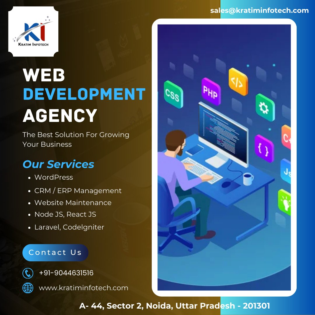 kratiminfotech's tweet image. Boost your business with stunning websites by Kratim Infotech! Web dev pros in Noida. 📍 201301 #WebDev #NoidaTech🚀 Call now: 9044631516
📩  kratiminfotech.com 
#KratimInfotech #WebsiteDesign #WebDevelopment 
#SocialMediaMarketing #MagentoDevelopment #EcommerceExperts