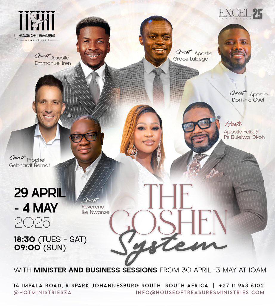 emmaus_trevor's tweet image. Your Weekend Can&apos;t Get Any Better Than This... 🔥🔥

Apostle Grace Lubega, as the Guest Speaker, will be talking about The #GoshenSystem. Don&apos;t miss.

#Excel2025