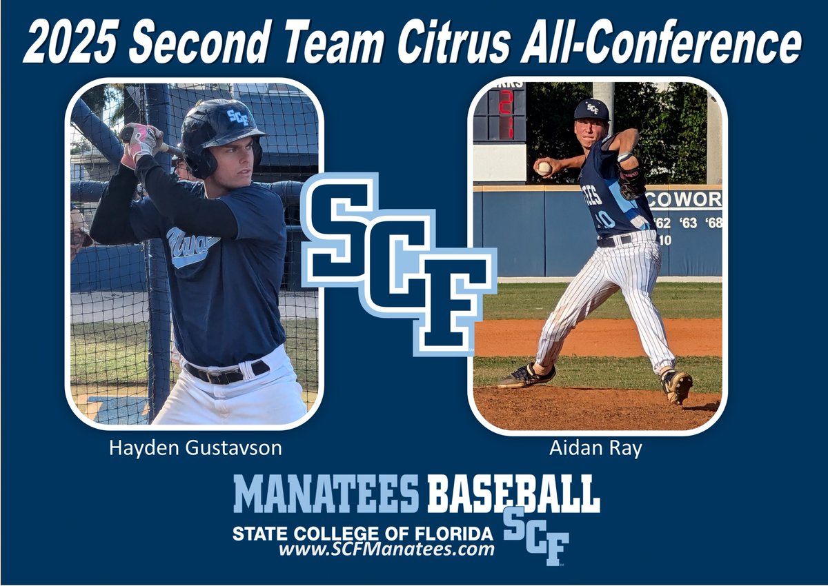 SCF Baseball (@scfbaseball) on Twitter photo Congratulations to Hayden Gustavson and Aiden Ray on their selections to the 2nd Team Citru All-Conference!! <a href="/SCFManatees/">SCF Manatees</a> Congratulations to Hayden Gustavson and Aiden Ray on their selections to the 2nd Team Citru All-Conference!! <a href="/SCFManatees/">SCF Manatees</a>